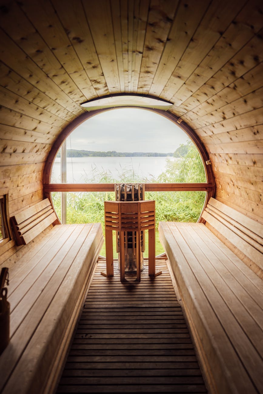 interior of an outdoor barrel sauna bath Design an Outdoor Entertainment Area for Dreamy Summer Nights