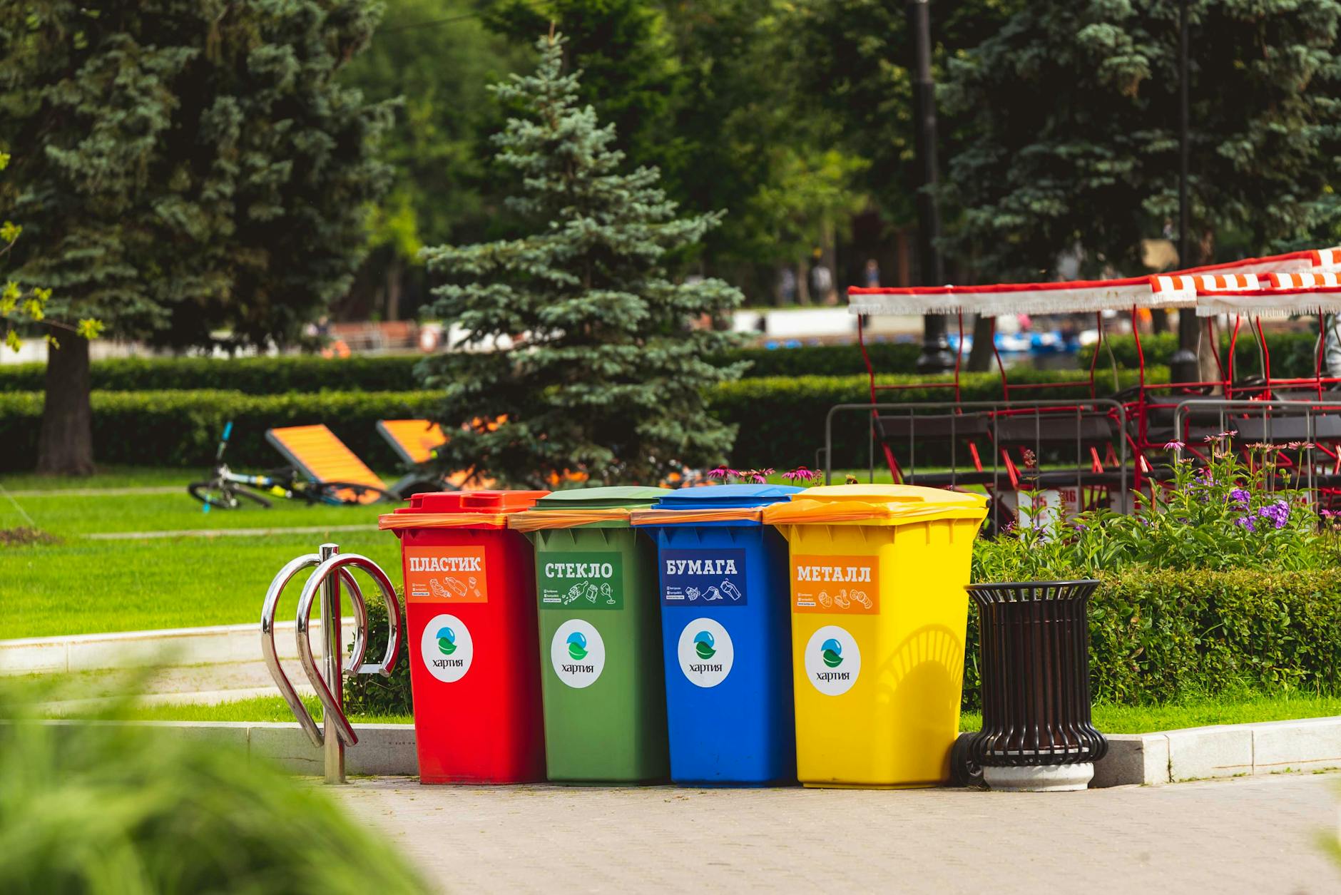 assorted color plastic trash bins How To Make Your Company More Energy Efficient And Carbon-Friendly