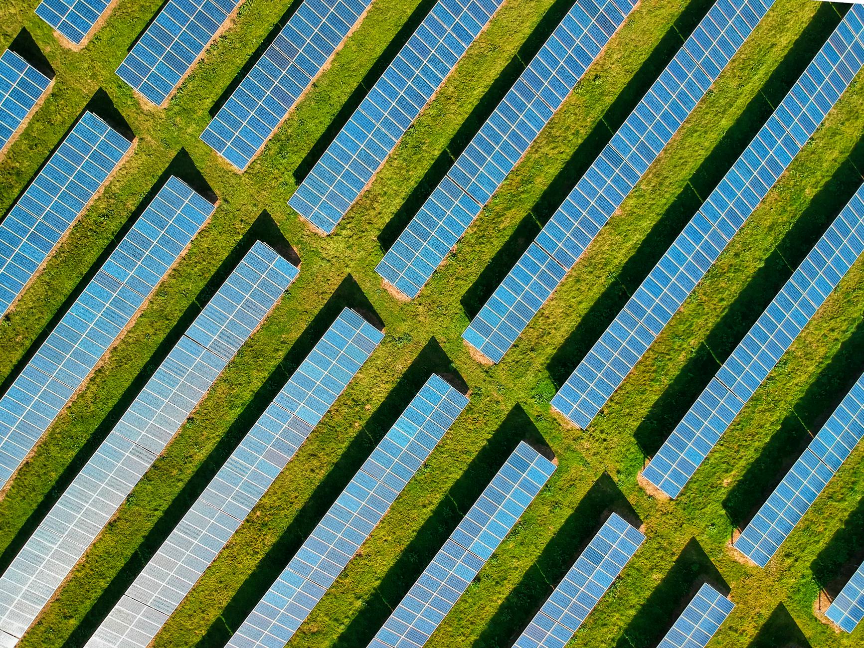 solar panels on a green field How To Make Your Company More Energy Efficient And Carbon-Friendly