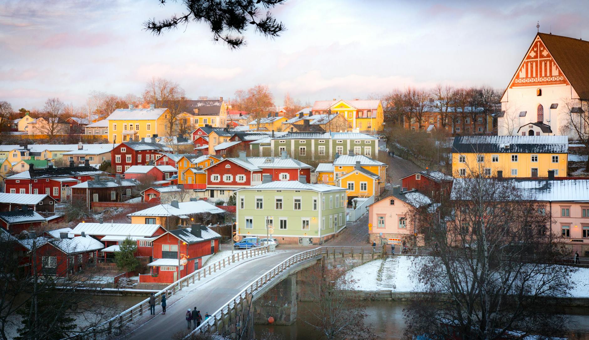 view of colorful houses in the city of porvoo finland
