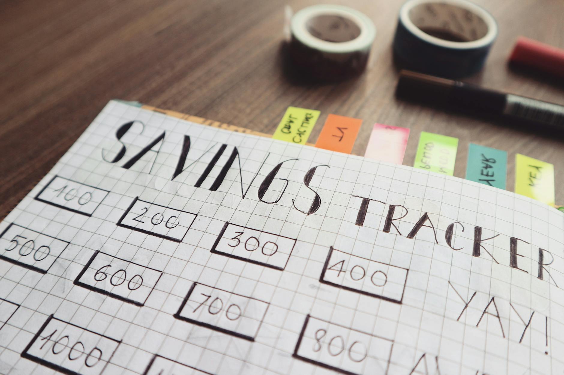 7 Foolproof Strategies to Tackle Your Financial Stress 9 savings tracker on brown wooden surface 7 Foolproof Strategies to Tackle Your Financial Stress