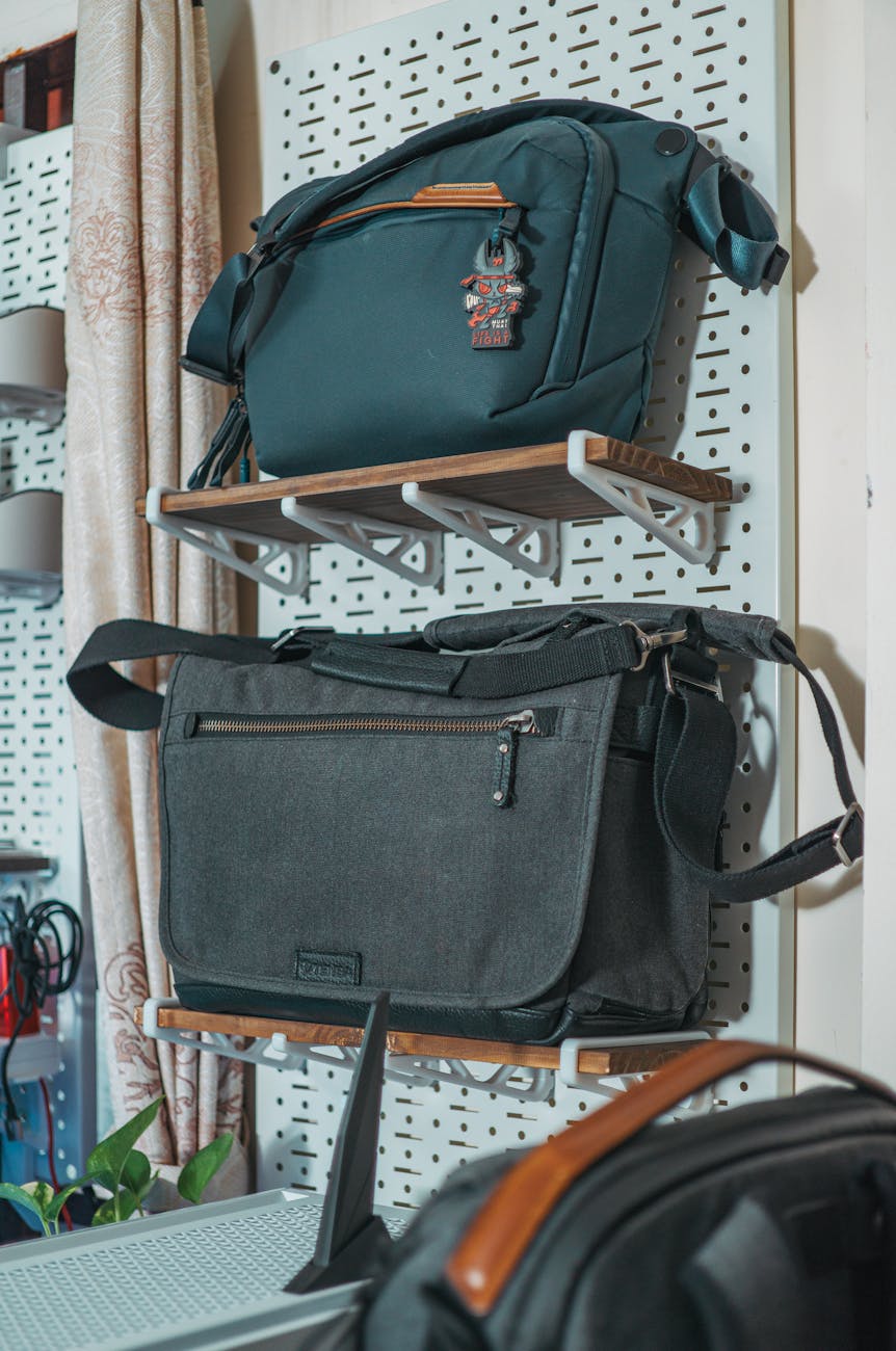 dark bags on shelves How to Create a Kid-Friendly Home Without Sacrificing Style