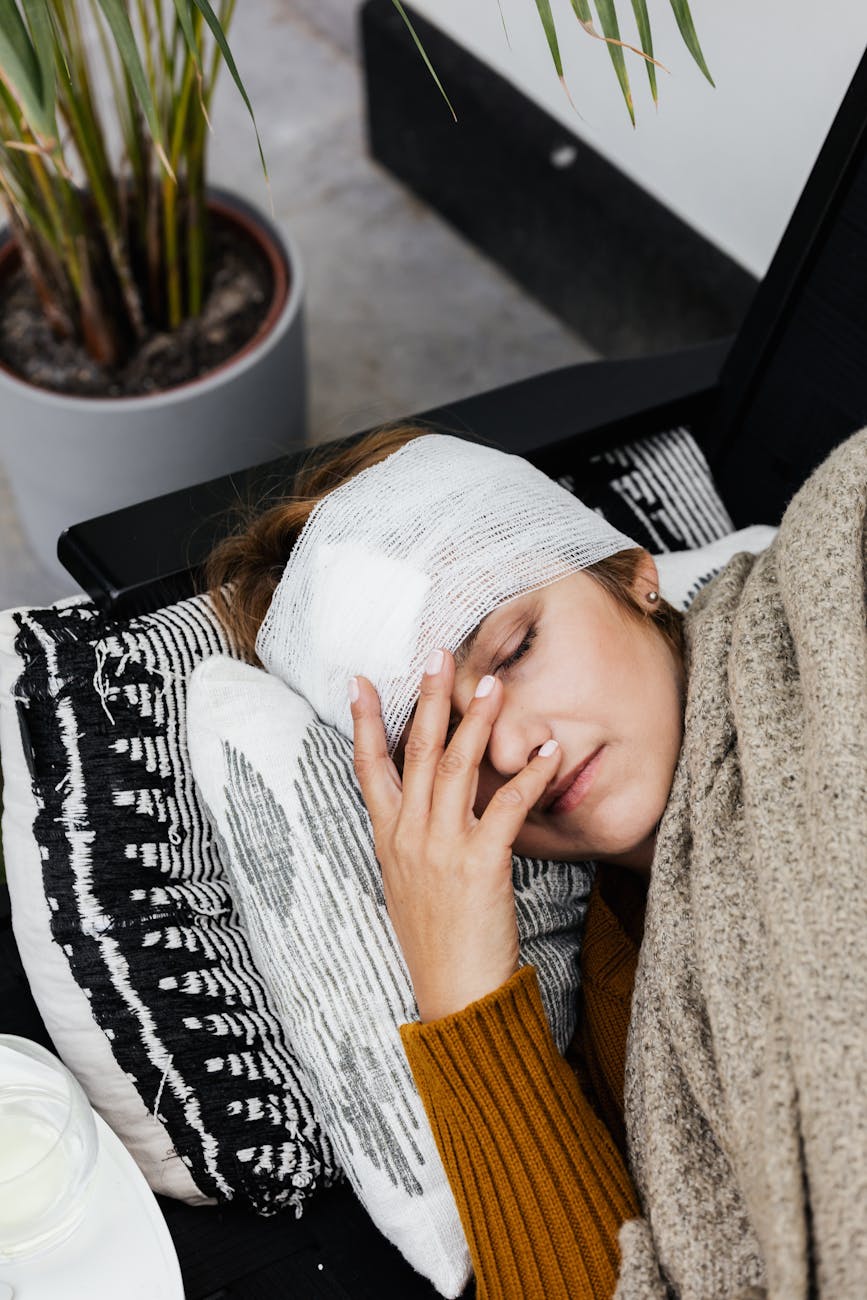 What to Do If You're Injured Through No Fault of Your Own 12 a woman with head injury sleeping What to Do If You're Injured Through No Fault of Your Own