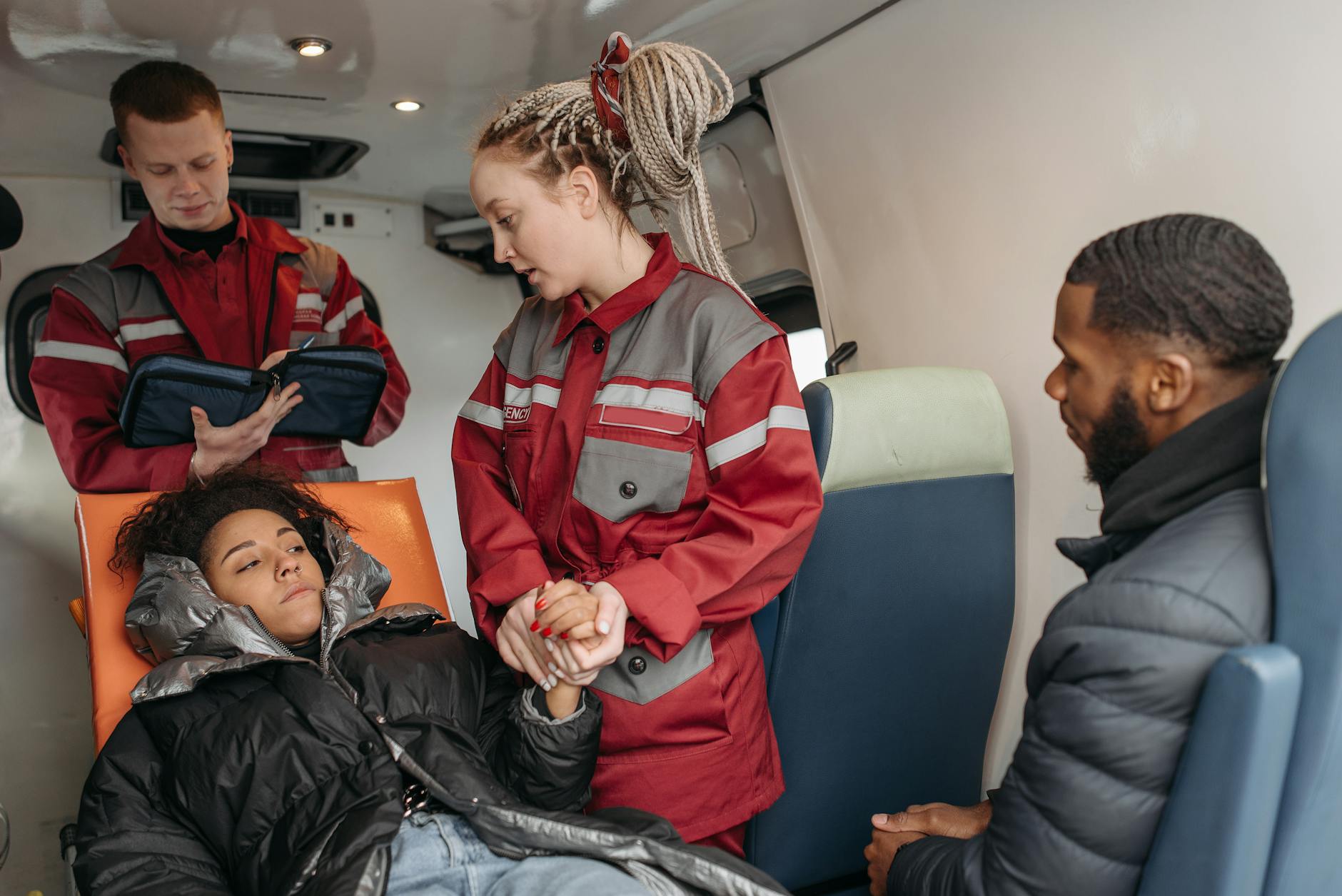 woman in an ambulance