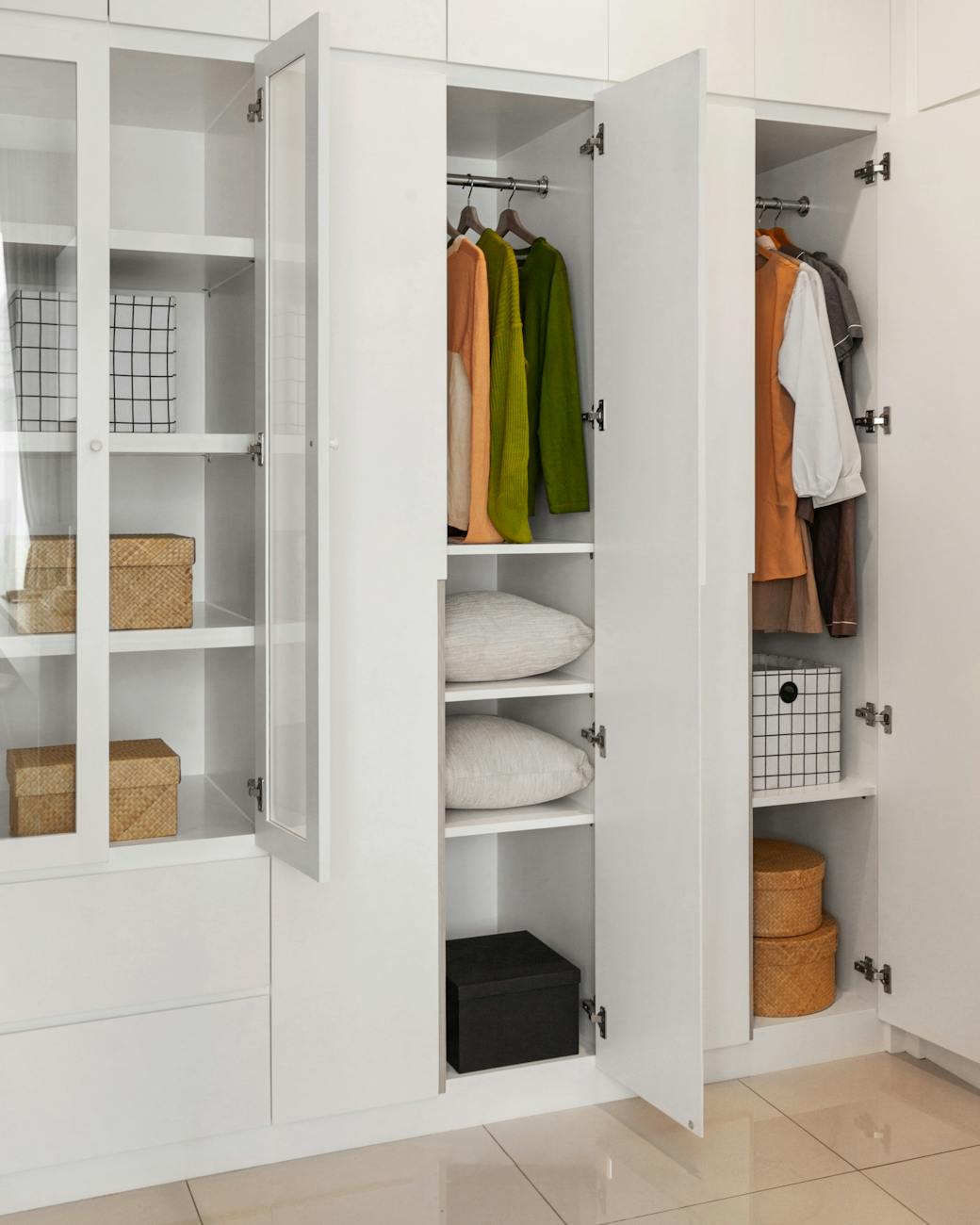 clothes hanging inside the white wooden cabinet Home Sanctuary Design: 8 Ways To Create Your Relaxation Space