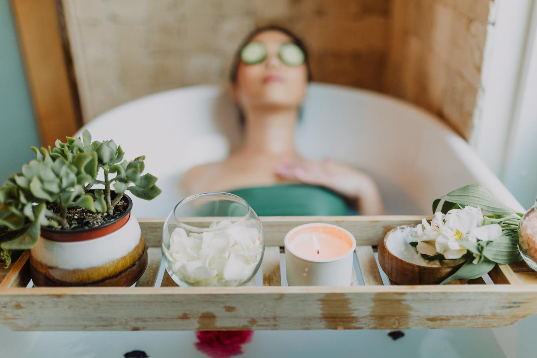woman in green tube top sitting on white ceramic bathtub Rediscover Yourself: 10 Gentle Ways to Reconnect with Who You Are